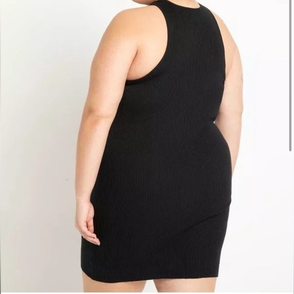 Eloquii Twist Neck Body-Con Dress Ribbed Knit Black Size 18/20 I - Picture 3 of 8